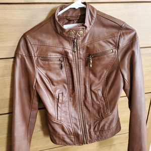 Brown Faux Leather Jacket. American Rag